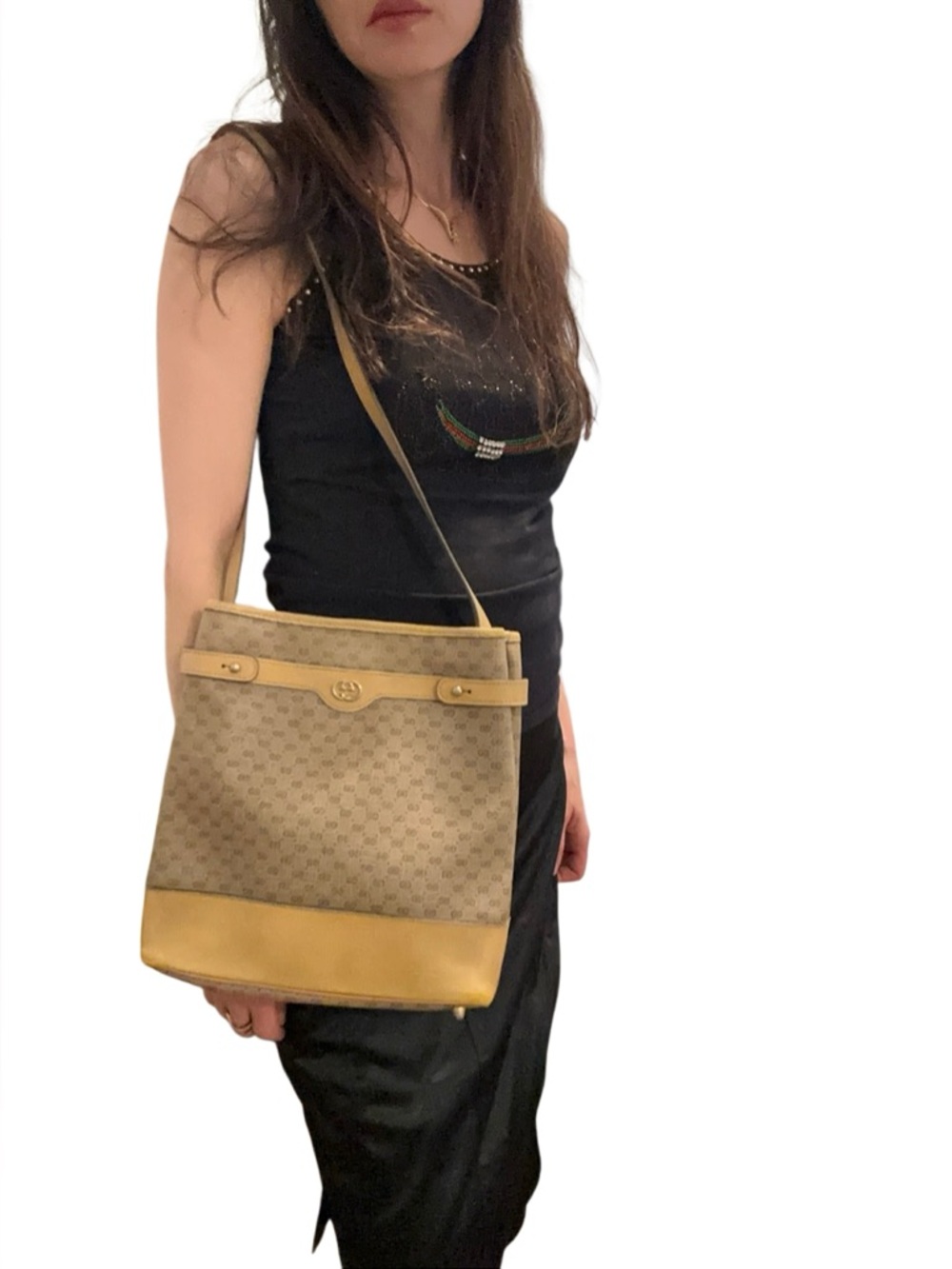 Gucci Yellow and Tan Monogram Shoulder Bag - Picture 12 of 12